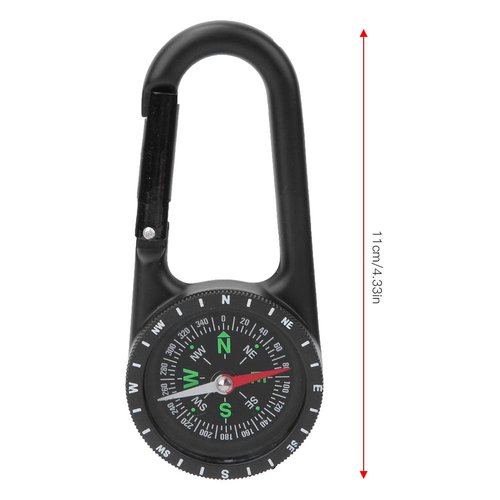 Kuuleyn Carabiner Clip On Compass - Mini Zinc Alloy Portable Carabiner Compass with Graduated Ring for Outdoor Hiking & Camping Navigation