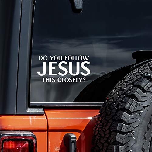 Jesus Follower Vinyl Decal Sticker - 5.5" x 2" - White