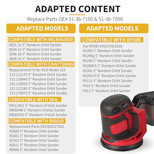 1 Pack 5" 8 Hole Replacement Sander Pad Compatible with Milwaukee 6021-21 6034-21 2648-20 2648-21 Orbital Sander Hook and Loop Replacement Part #51-36-7100 (4 Screw Holes Sander Pads)