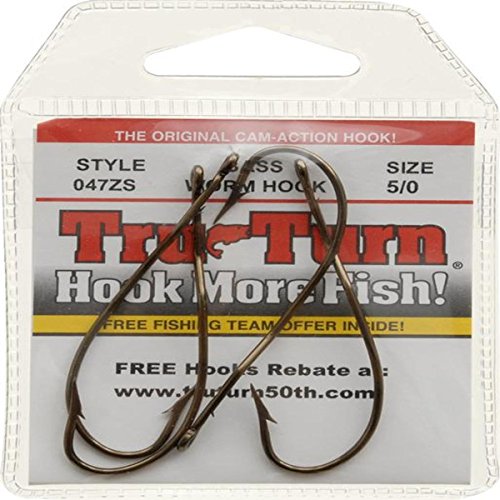 5/0 Bronze Worm Hooks - Ultra Sharp Fishing Hooks, 4 Pack