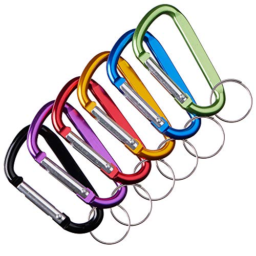 Lightweight Carabiner Clips Set - 6 Assorted Colors