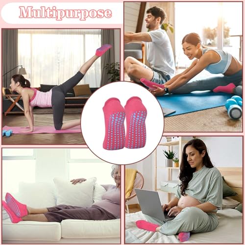 Non-Slip Pilates Socks with Grips for Women - 3 Pairs Multicolor (US 5-8)