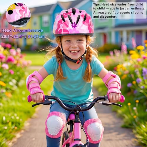 Pink Kids Helmet and Protective Gear Set for Ages 3-8 - Adjustable & Durable Safety Equipment