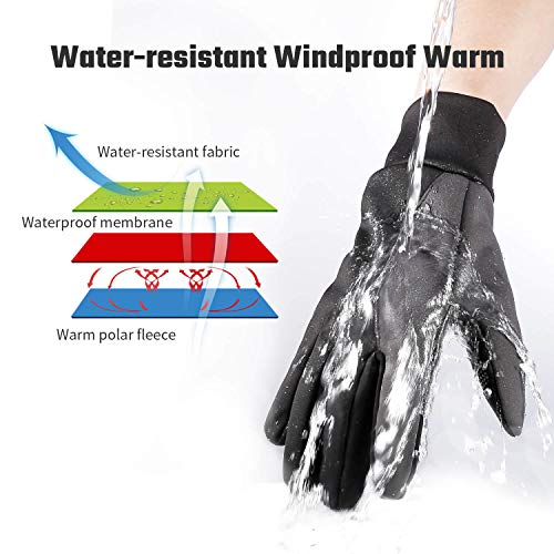 FanVince Winter Touchscreen Thermal Gloves for Men & Women - Black-Gray, Small/Men & Medium/Women