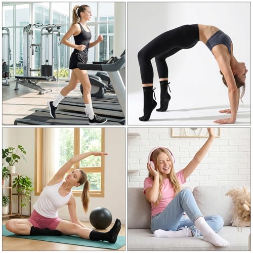 Non-Slip Ballet Barre Socks for Women - 4 Pair Set