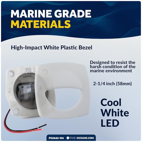Five Oceans 2-1/4-Inch Marine Courtesy LED Lights - Pack of 4, Waterproof, Interior & Deck Use