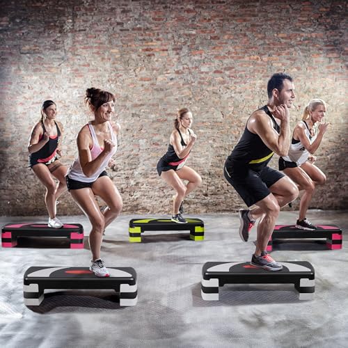 Adjustable 31" Aerobic Step Platform - Red, Non-Slip Fitness Stepper