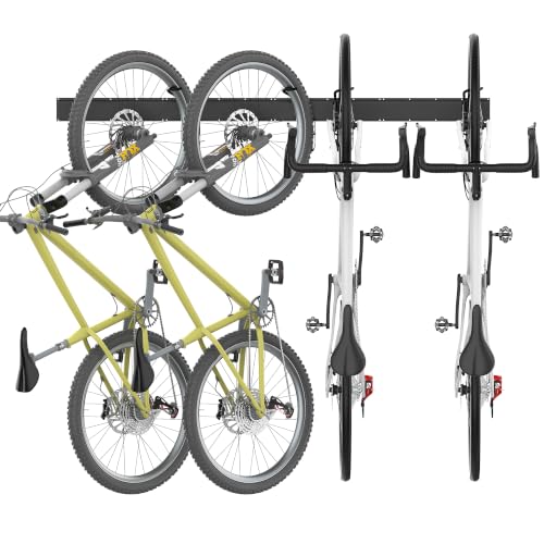 Ultrawall Adjustable Wall-Mounted Bike Storage Rack with Swivel Hooks