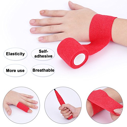 Self-Adhesive Elastic Bandage Wrap - 12 Packs, 1" x 5 Yards