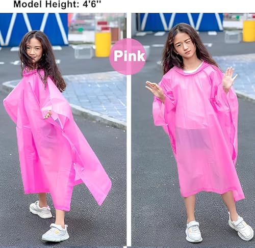 Emergency Rain Ponchos for Kids - 2 Pack Blue & Pink