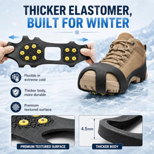 Ice Cleats for Shoes and Boots – Large Black Traction Grippers