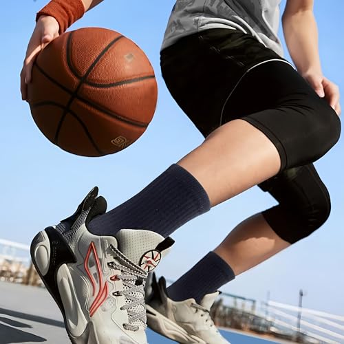 Kids Athletic Crew Socks - 4 Pairs for Ages 8-11 - Black