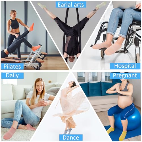Pilates Socks with Grips for Women - 7 Pairs Multicolor