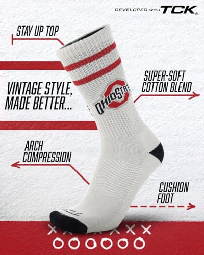 Ohio State Buckeyes Vintage Socks - Classic Soft Cotton, Large