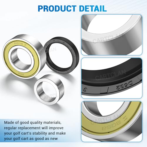 CartClan Set of 2 Golf Cart Rear Axle Bearing Bushing & Oil Seal Kit for Club Car 1986-2014