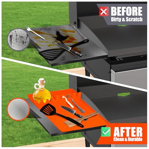 Large Silicone Grill Mat with Drip Pad - Orange, Heat Resistant & Non-Slip