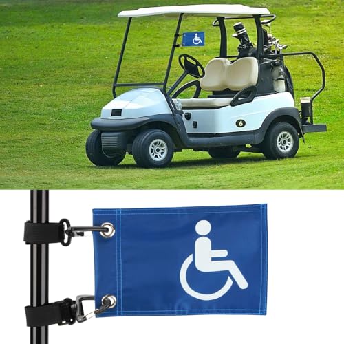 Golf Cart Flag with Straps - Medium Size Double-Sided Design for Golf Courses
