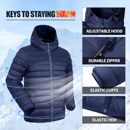 Pioneer Camp Men's Lightweight Packable Puffer Jacket - XL Indigo Blue Winter Coat