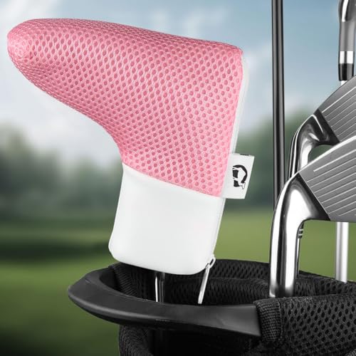 Golf Putter Head Cover with Zipper Closure - Pink