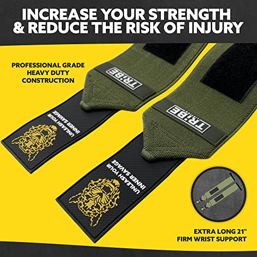 21-Inch Wrist Wraps and 24-Inch Lifting Straps Set - Green