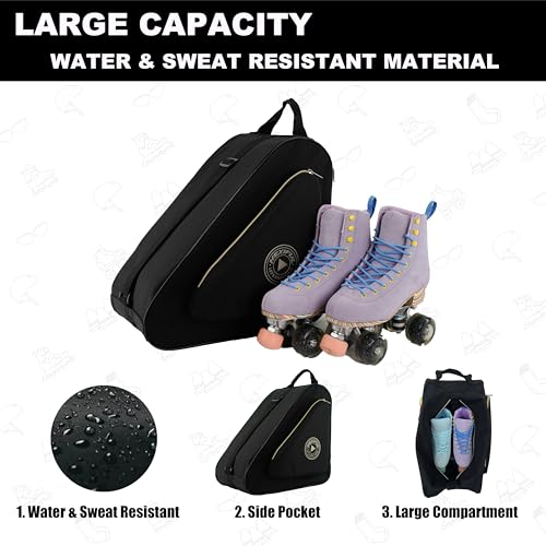 Skate Bag for Ice, Inline, Roller & Quad Skates - Waterproof & Durable