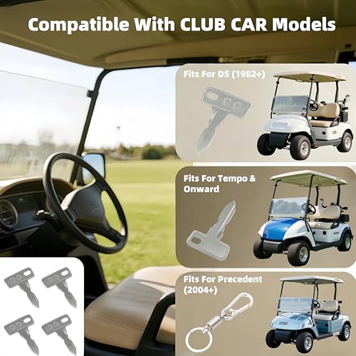 4-Pack Heavy Duty Golf Cart Key Set - Club Car OEM 1012505