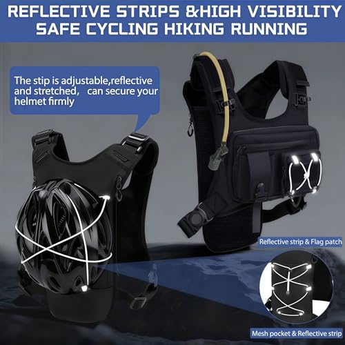 DegeTMVe 2L Hydration Running Vest with Water Bladder, Adjustable Reflective Backpack for Cycling & Hiking