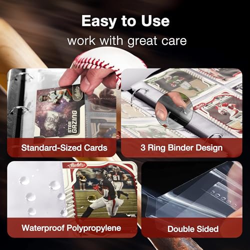 Baseball Card Binder with 990 Pockets, Protective Trading Card Album