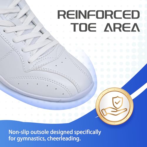 ZVC Girls White Cheer Shoes - Youth & Women Cheerleading Sneakers 8.5