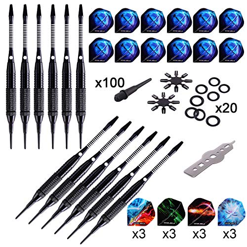 12 Soft Tip Darts Set for Electronic Dart Board - Black