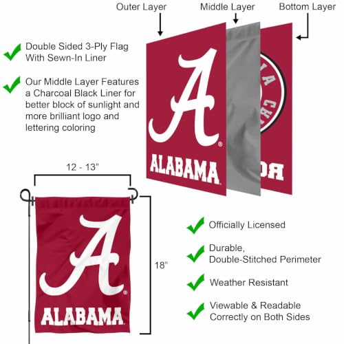 Alabama Crimson Tide Garden Flag - Double Sided 13x18