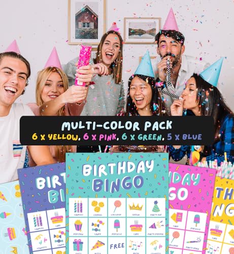 Birthday Bingo Game for Kids - Multicolor Pack for 23 Players