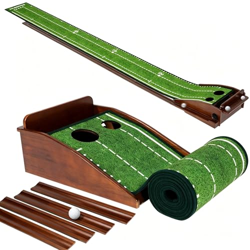 Indoor Outdoor Golf Putting Mat with Automatic Ball Return