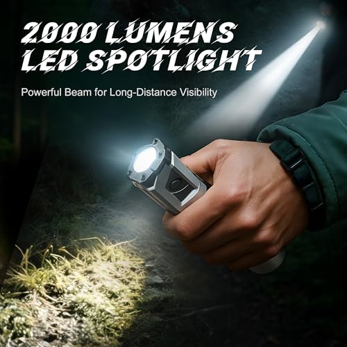 Anhay Flashlight Rechargeable 2000LM EDC Flashlight with Red Green Light 5 Modes Bright LED Flashlight Powerful Magnetic Flashlight & Mini Flash Light for Camping, Home, Hiking