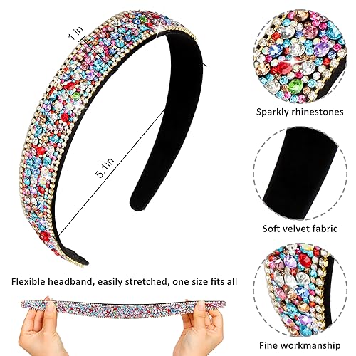 Wecoe 4-Pack Rhinestone Headbands for Women – Silver, Coffee, Black & Mixed Color