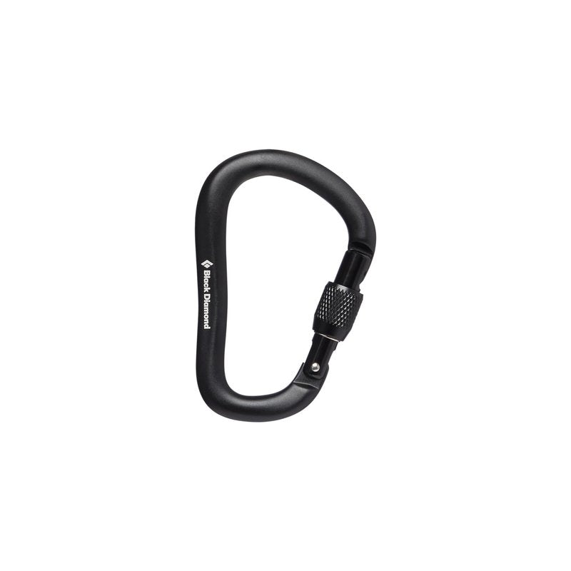 BLACK DIAMOND RockLock Screwgate Carabiner | Hot-Forged, Lightweight | Keylock Nose | Secure Locking Biner for Belaying & Rappelling | Black