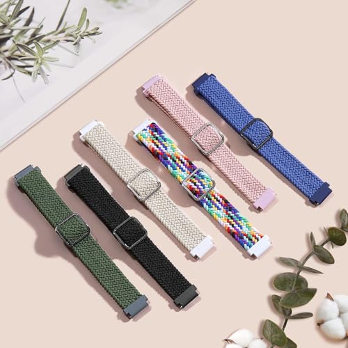 HQzon 2-Pack Stretchy 16mm Braided Nylon Bands for FITVII HM08, MorePro HM08, Amzhero-Runfit D26, KALINCO Slim (Starlight+Coralpink)