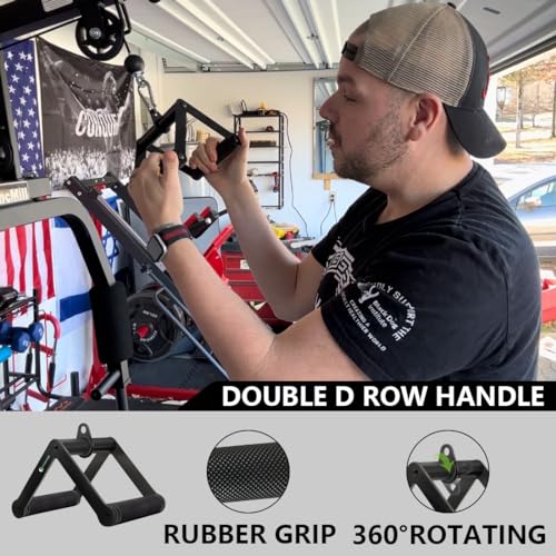 Cable Machine Attachment Set - V Handle, Tricep Rope & Straight Bar