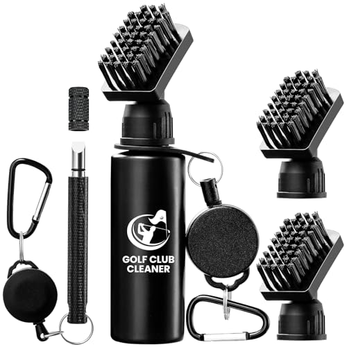 Golf Club Brush Cleaner with Groove Sharpener & 3 Heads