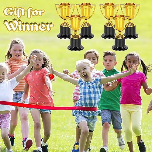 Mini Gold Trophy Awards - 6 Pack Plastic Trophy Cups, 4 Inch