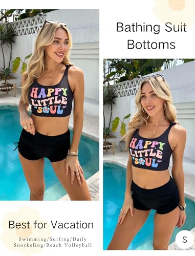 AI'MAGE Women 3" Swim Shorts High Waist Swimsuit Bottoms Bikini Boy