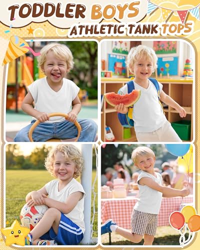 Cotton Athletic Tank Top for Toddler Boys - 5T / White