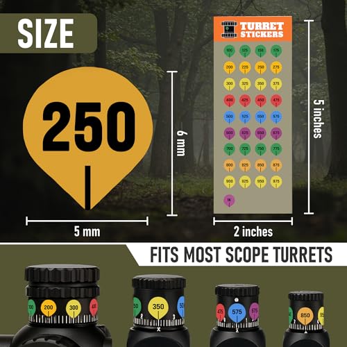 Scope Turret Stickers Pack - 10 Sheets for Rifle Scopes