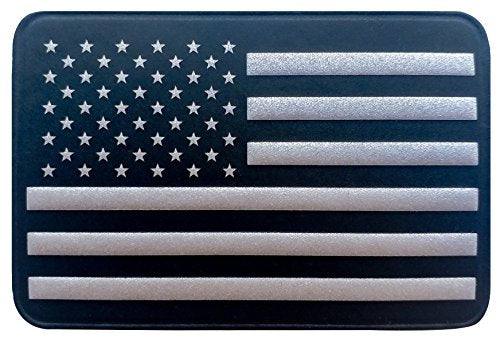 US Flag Reflective 3D PVC Patch - 2x3 Inch Hook & Loop Tactical Badge