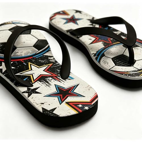 USA Soccer Flip Flops - American Flag Eagle Sandals - 6.5-7 Women/5.5-6 Men