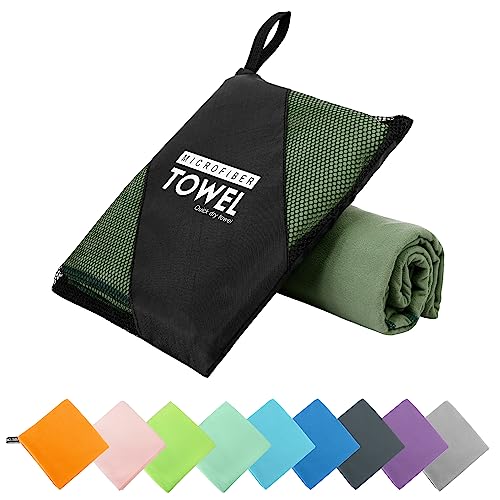 Microfiber Travel Towel - Quick Dry Camping & Gym Towel, Army Green, 20"×40"