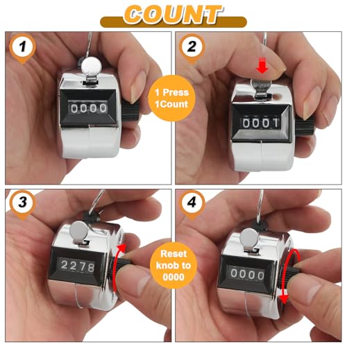 2-Pack Hand Tally Counter Clicker with Large Display and Reset Lever