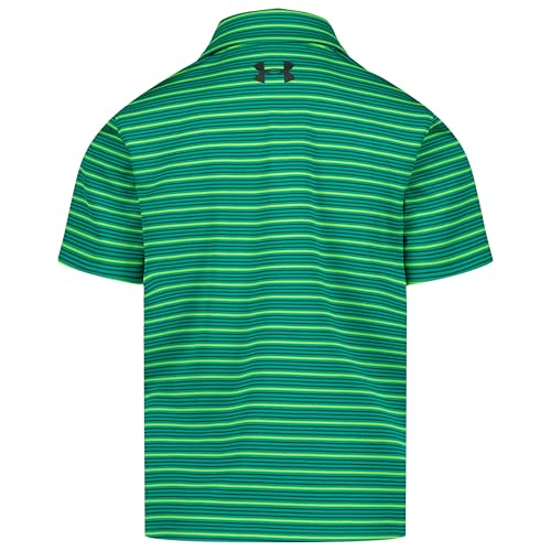 Under Armour Boys' Matchplay Golf Polo Shirt, Geode Green Stripe - Short Sleeve