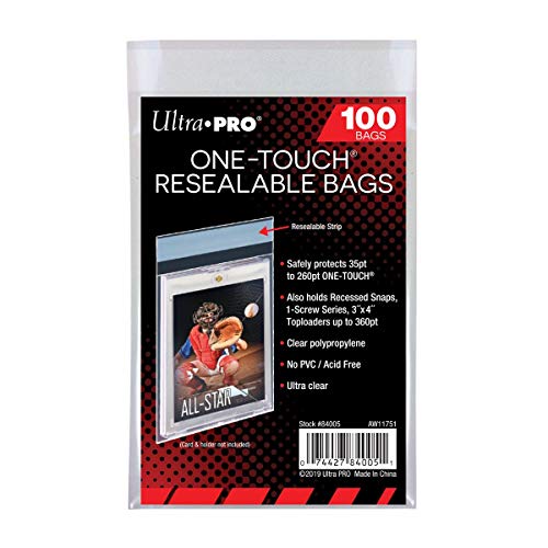 Resealable Card Holder Protective Sleeves for Magnetic Holders, 100 Count