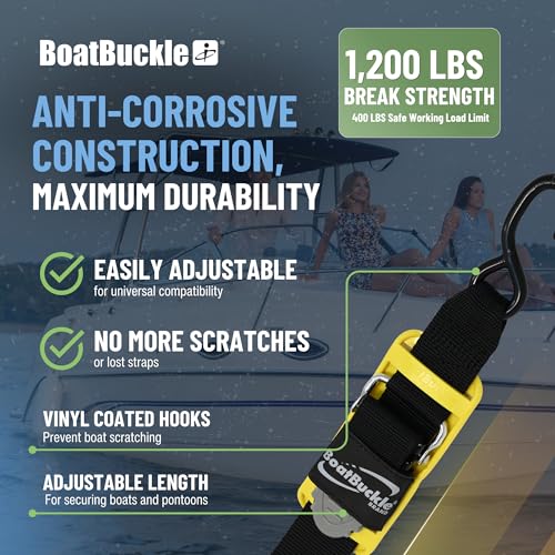 BoatBuckle Pro Series Kwik-Lok Transom Tie Downs, 2 in x 6 Ft, 2-Pack